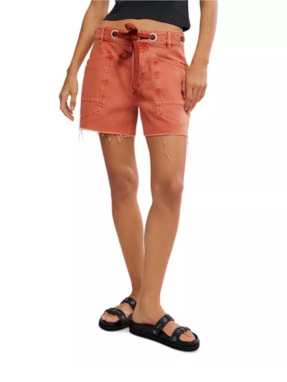 Free People Moxie  Drawstring Denim Shorts Size 32 NWT